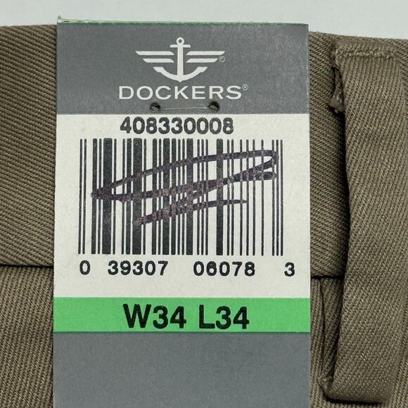 Dockers Pants Mens 34X34 Tan Signature Khaki Slim Fit Measures 34X33 NWT - Picture 10 of 11